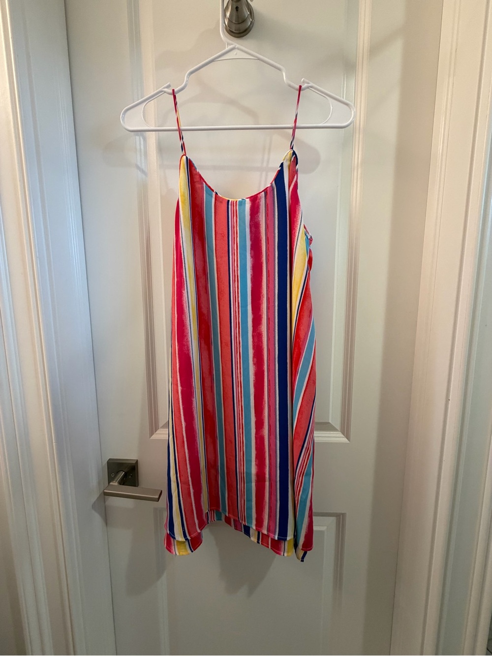 Francesca's Bright Multi-Stripe Spaghetti Strap Sundress
